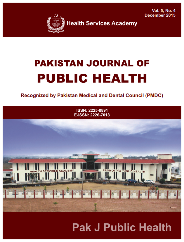 					View Vol. 5 No. 4 (2015): Pakistan Journal of Public Health
				